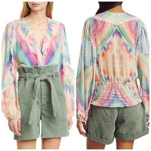 Multicolor V-Neck Blouse